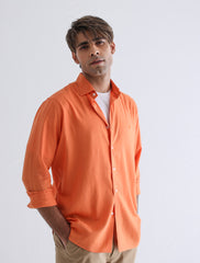 ORANGE COTTON LINEN SHIRT