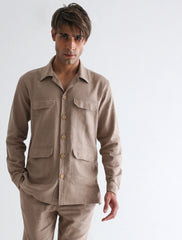 BEIGE LINEN OVERSHIRT