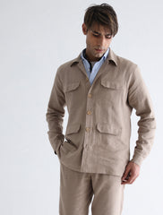 BEIGE LINEN OVERSHIRT