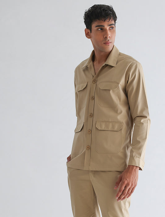 BEIGE COTTON OVERSHIRT