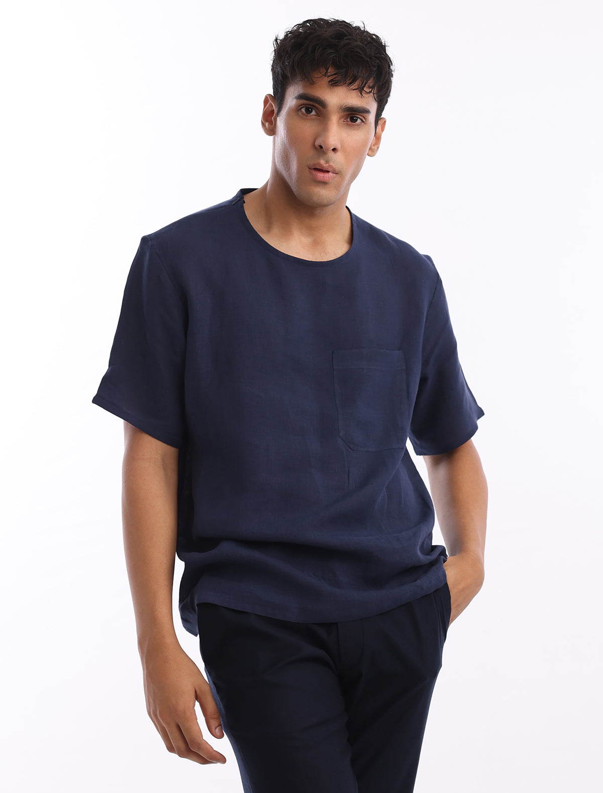 BLUE LINEN T-SHIRT