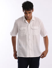 OFF-WHITE DOUBLE POCKET LINEN OVER SHIRT