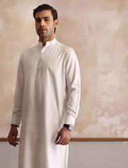 OFF-WHITE CLASSIC KAMEEZ SHALWAR WITH FRONT LOGO