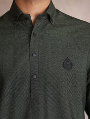 GREEN TEXTURED KAMEEZ SHALWAR WITH FRONT MONOGRAM