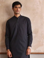 BLACK KAMEEZ SHALWAR WITH FRONT MONOGRAM
