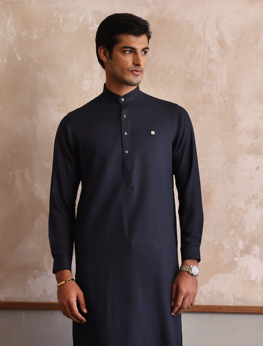 NAVY BLUE TWILL KAMEEZ SHALWAR