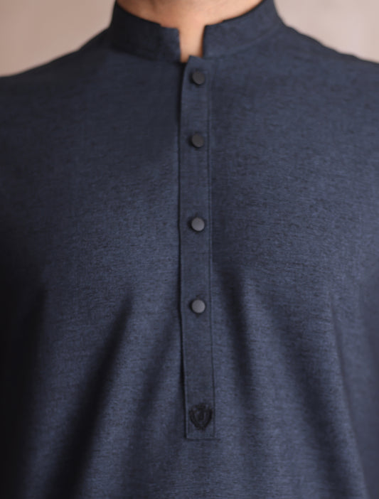 BLUE TEXTURED KAMEEZ SHALWAR
