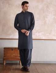 BLUE TEXTURED KAMEEZ SHALWAR