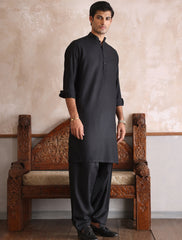 BLACK TWILL KAMEEZ SHALWAR