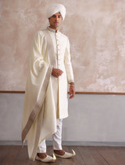 OFF-WHITE HEAVY EMBROIDERED SHERWANI