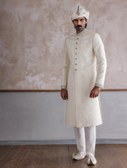OFF-WHITE JAMAWAR SHERWANI
