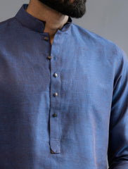 BLUE TWO TONE LINEN KURTA PAJAMA
