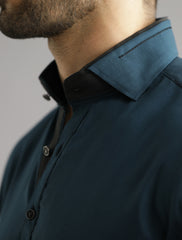 TEAL BLUE - LOGO EMBROIDERED KAMEEZ SHALWAR