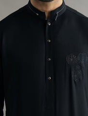 BLACK EMBROIDERED KAMEEZ SHALWAR