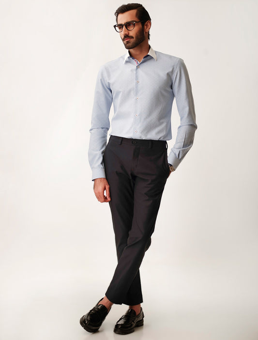 WELL-STRUCTURED NAVY CHINOS WITH SIGNATURE RED STITCHED DETAILS
