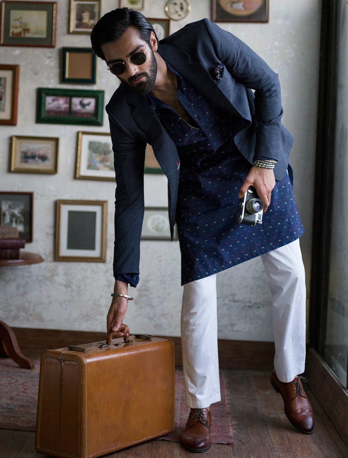 BLUE DOBBY KURTA