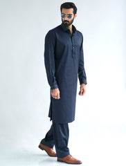 NAVY COTTON SATIN KAMEEZ SHALWAR