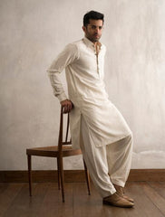 CREAM COLOR TEXTURED KAMEEZ SHALWAR