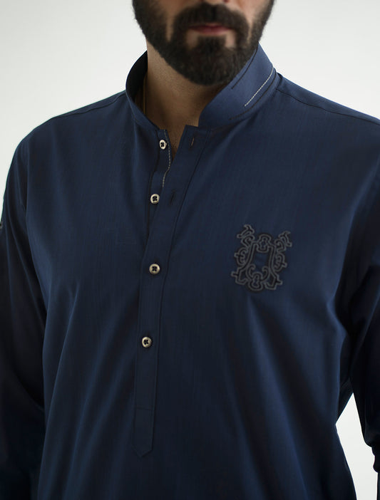 NAVY VELVET EMBROIDERED KAMEEZ SHALWAR