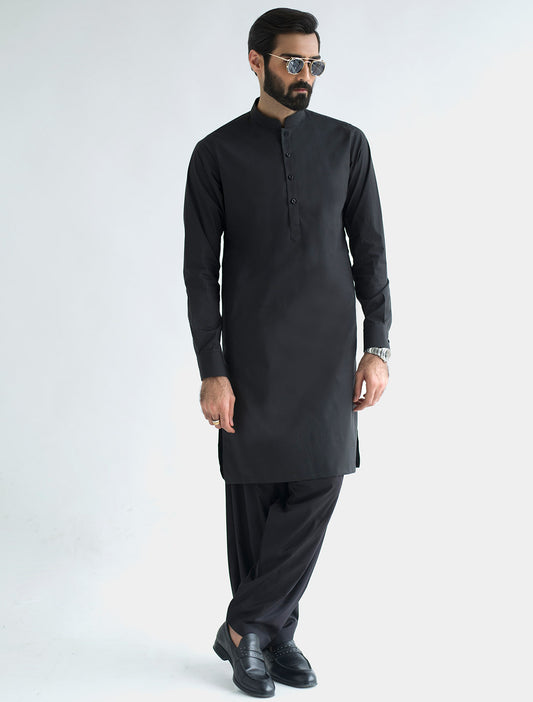 BLACK MANDARIN COLLAR KAMEEZ SHALWAR