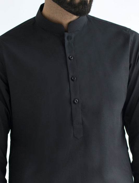BLACK MANDARIN COLLAR KAMEEZ SHALWAR