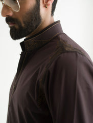 BROWN APPLIQUE KAMEEZ SHALWAR