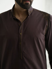 BROWN APPLIQUE KAMEEZ SHALWAR