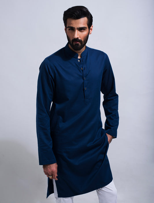 TEAL BLUE -TURQUOISE SELF DOT KURTA
