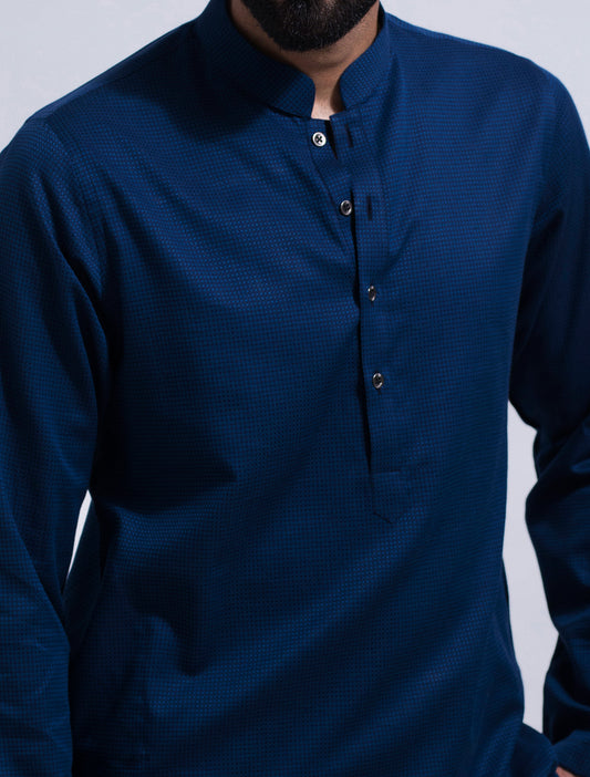 TEAL BLUE -TURQUOISE SELF DOT KURTA