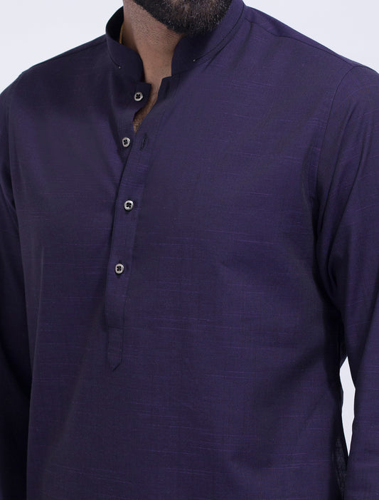 DEEP PURPLE TEXTURED FABRIC KURTA