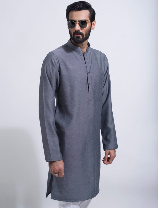 METALIC GREY ILET DETAILED KURTA