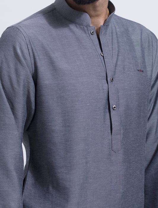 METALIC GREY ILET DETAILED KURTA