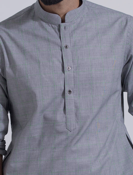 GREY PLAID KURTA