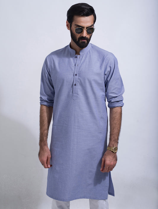 SMART CASUAL BLUE MULTI DOT KURTA