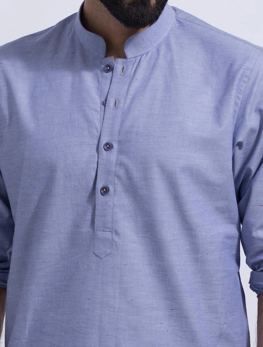 SMART CASUAL BLUE MULTI DOT KURTA