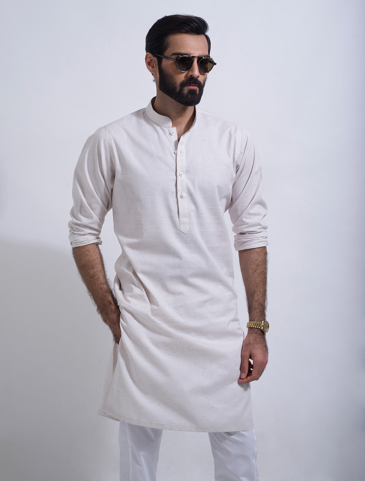 OFF WHITE MULTI-DOTT KURTA