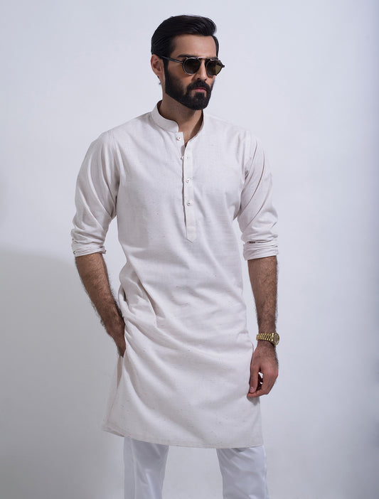 OFF WHITE MULTI-DOTT KURTA