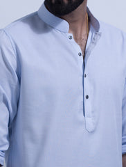 ICE BLUE DOTTED COTTON KURTA