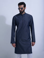 DENIM COLOR KURTA WITH SELF DESIGN