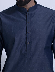 DENIM COLOR KURTA WITH SELF DESIGN