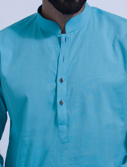 LIGHT TURQUIISE BLUE SMART CASUAL KURTA