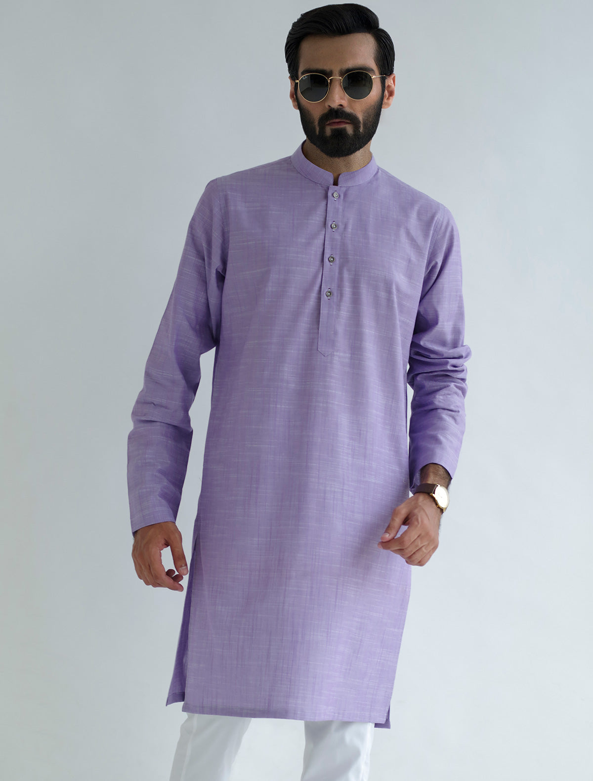 LIGHT PURPLE TEXTURED KURTA