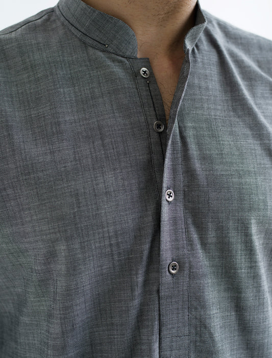 GREY TEXTURED KURTA