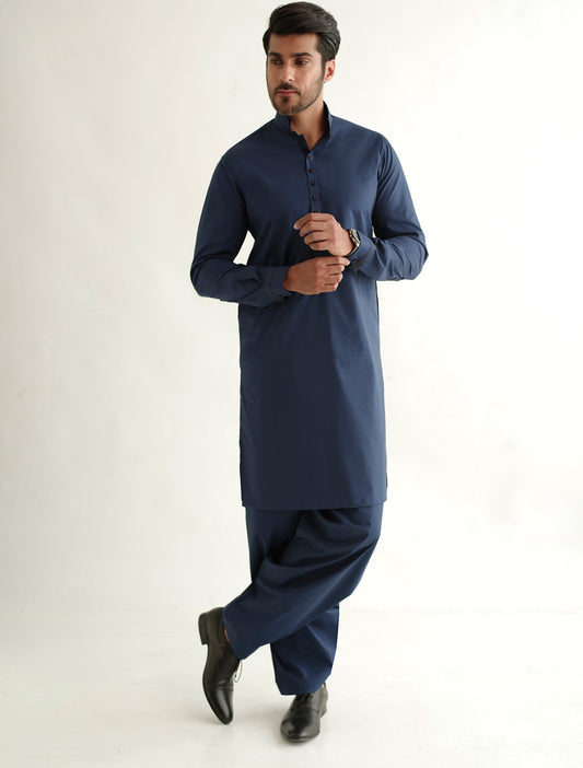 BLUE STRECHABLE KAMEEZ SHALWAR