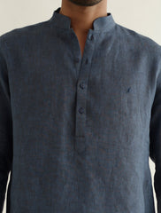 BLUE SHORT LINEN KURTA