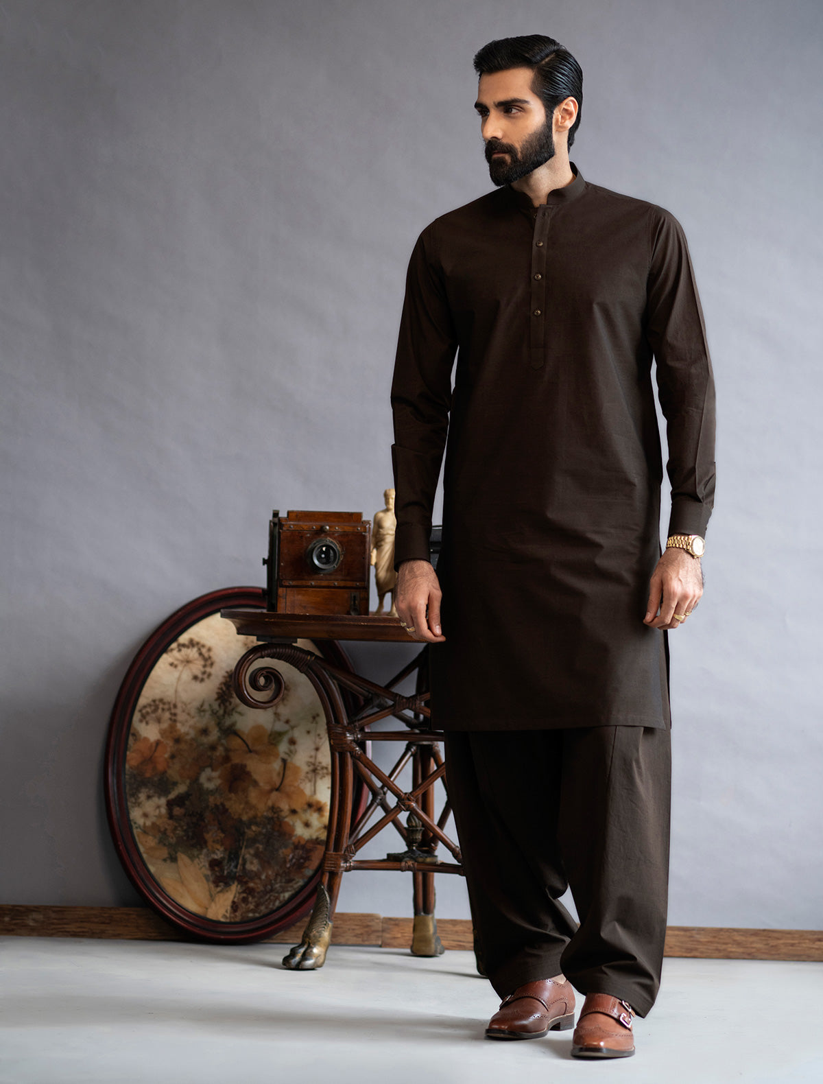 BROWN LIGHT-WEIGHT KAMEEZ SHALWAR