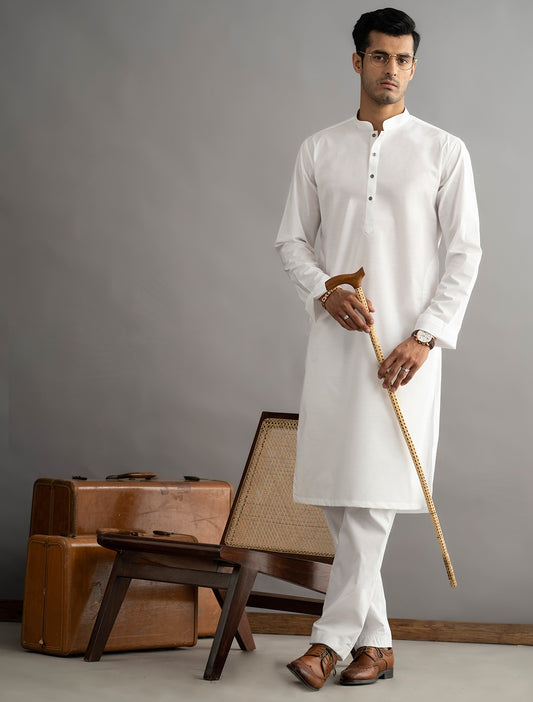 CRISP WHITE TEXTURED KURTA