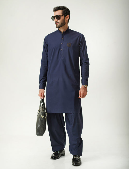 BLUE - LOGO EMBELLISHED KAMEEZ SHALWAR
