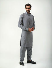 GREY- BLUE ABSTRACT KAMEEZ SHALWAR