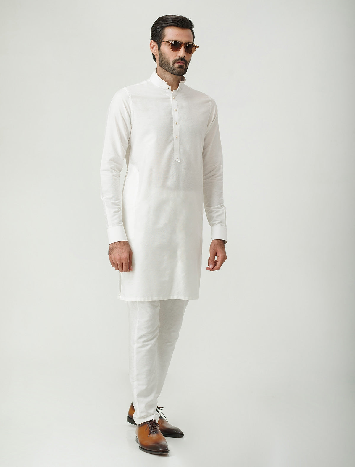 PEARL WHITE COTTON SILK KURTA PAJAMA